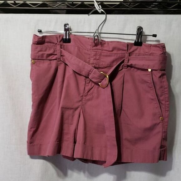 Loft.  Pleated Dusty Pink Shorts; 4 Cargo Pockets; Cinched Belt. Size 2. EUC - Picture 1 of 10